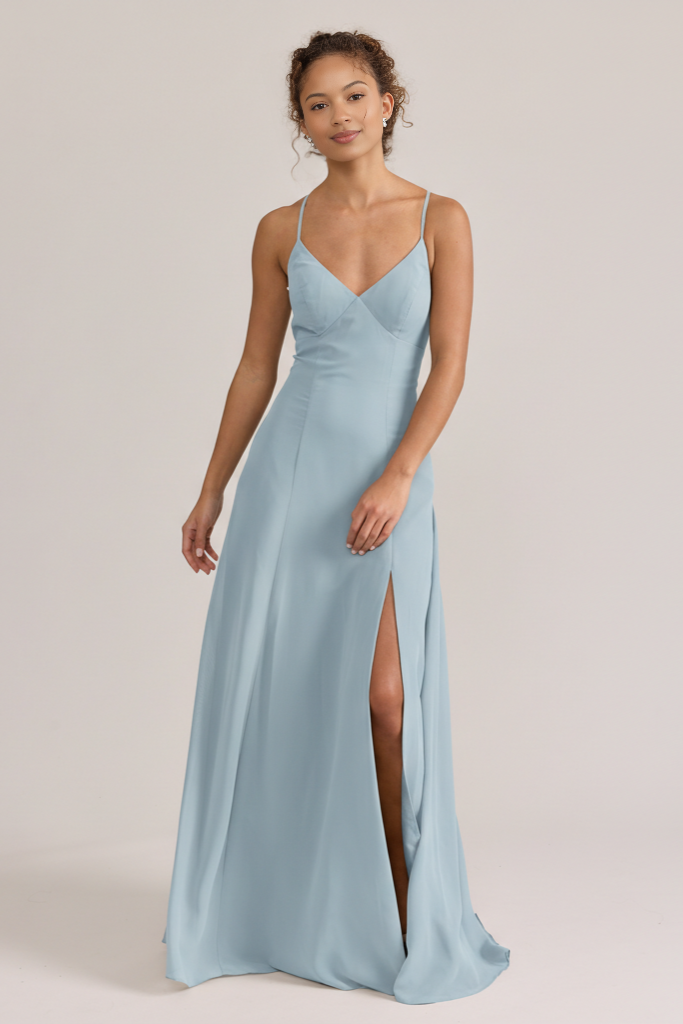 Elegant Crisscross Back Spaghetti Strap Maxi Dress Party Wedding Guest Bridesmaid Dresses With Slit