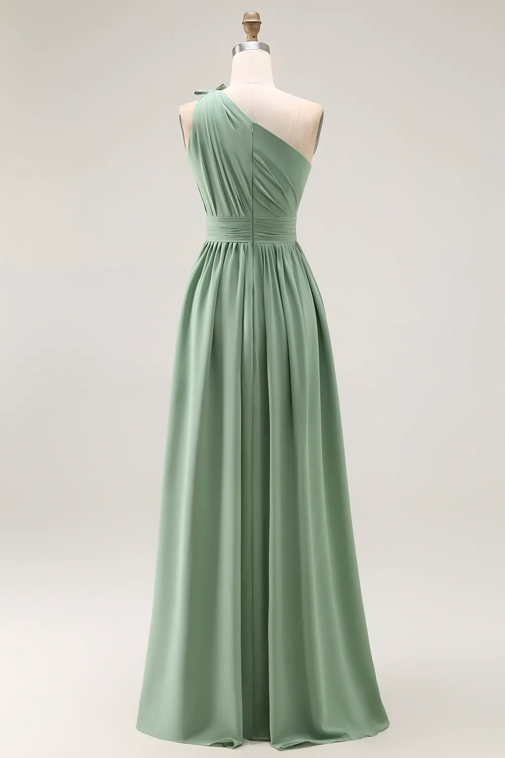 One-Shoulder Chiffon Bridesmaid Dress with High Slit and Ruched Waist