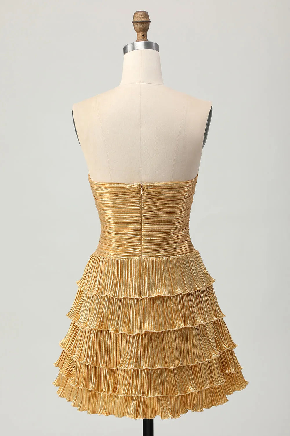 Strapless Tiered Ruffle Mini Dress Pleated Cutout Homecoming Cocktail Party Gown