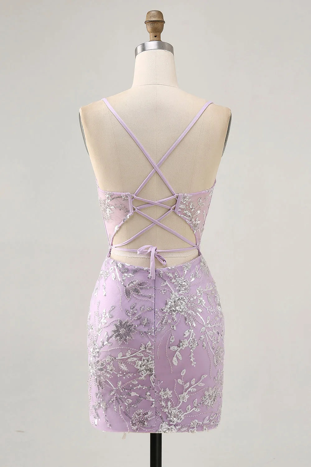 Corset Bodice Sequin Mini Dress Sheer Boning Homecoming Cocktail Party Gown