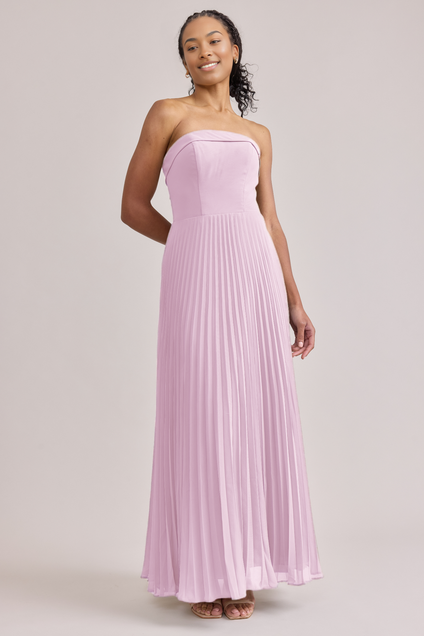 Elegant Strapless Chiffon Pleated Maxi Dress Party Wedding Guest Bridesmaid Dresses