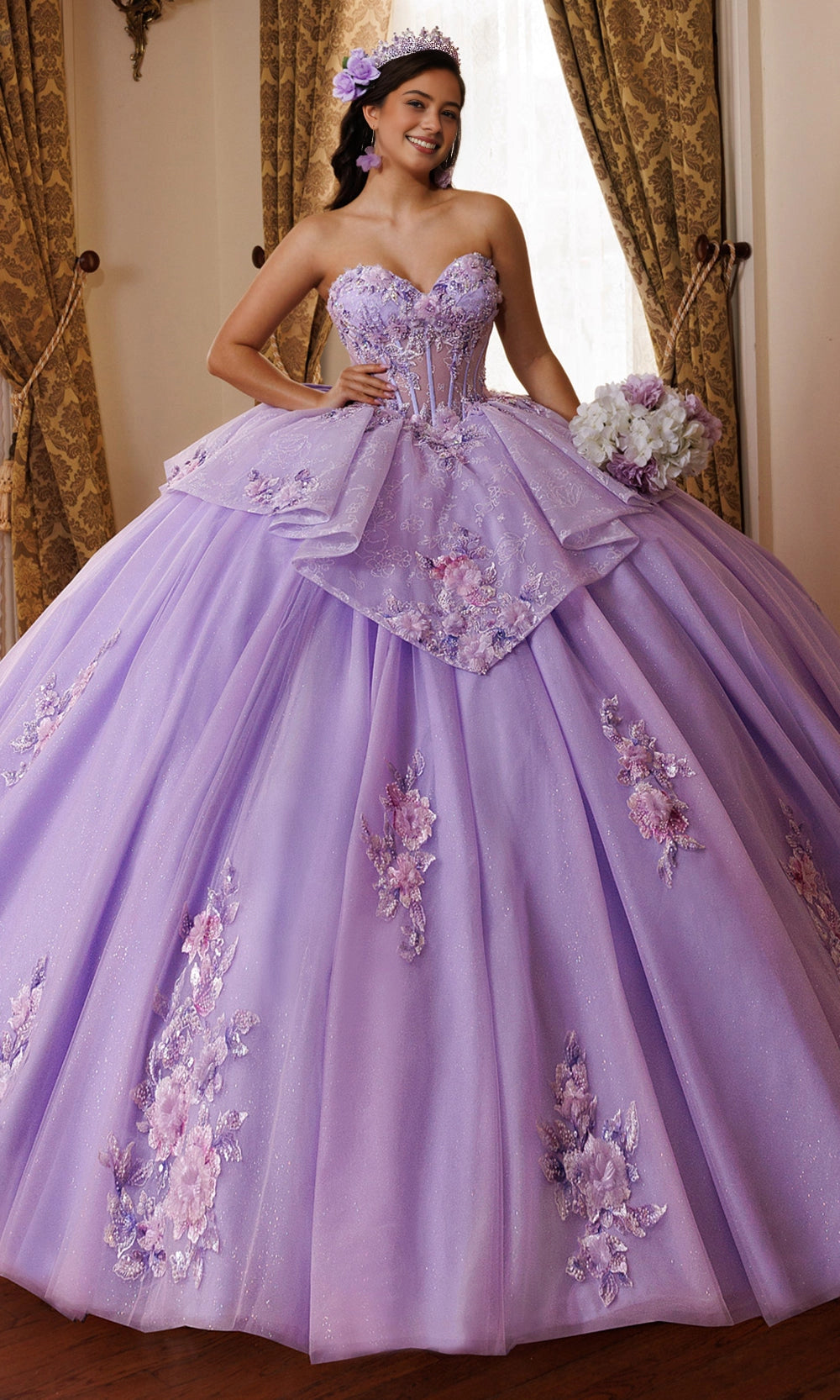 Ball Gown Strapless Sweetheart Corset Back Big Bow Long Train Quinceanera Dress