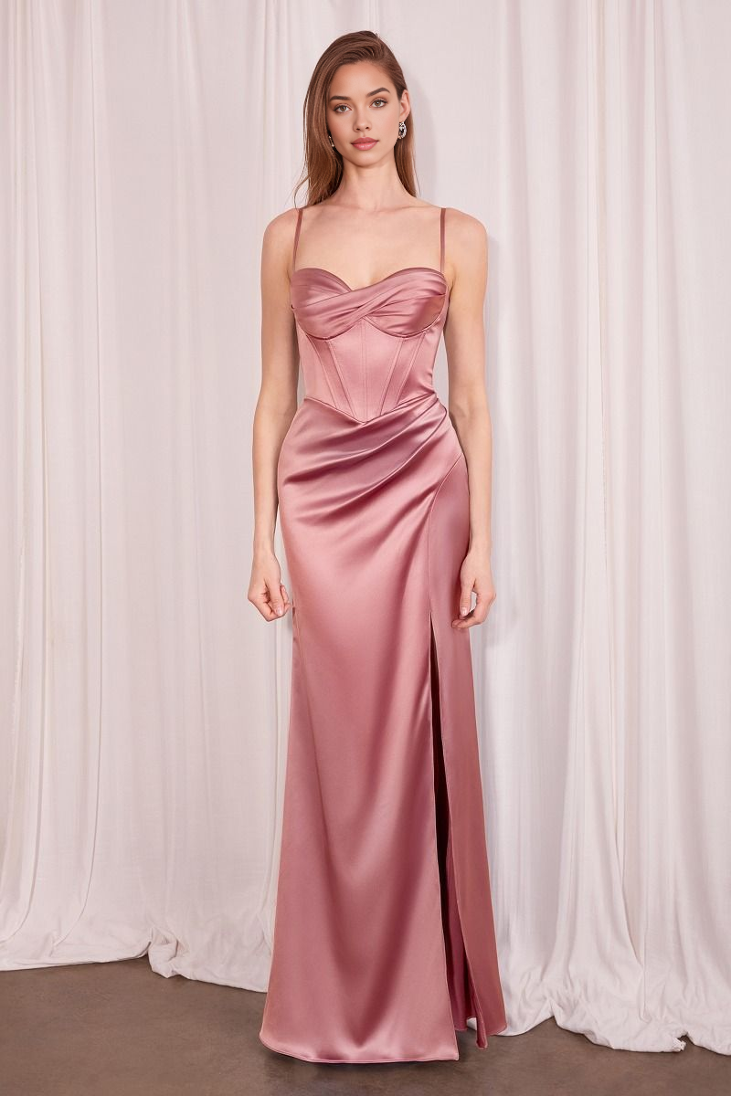 Striking Red Mermaid Sweetheart Neck Sleeveless Satin Corset Slit Prom Gown