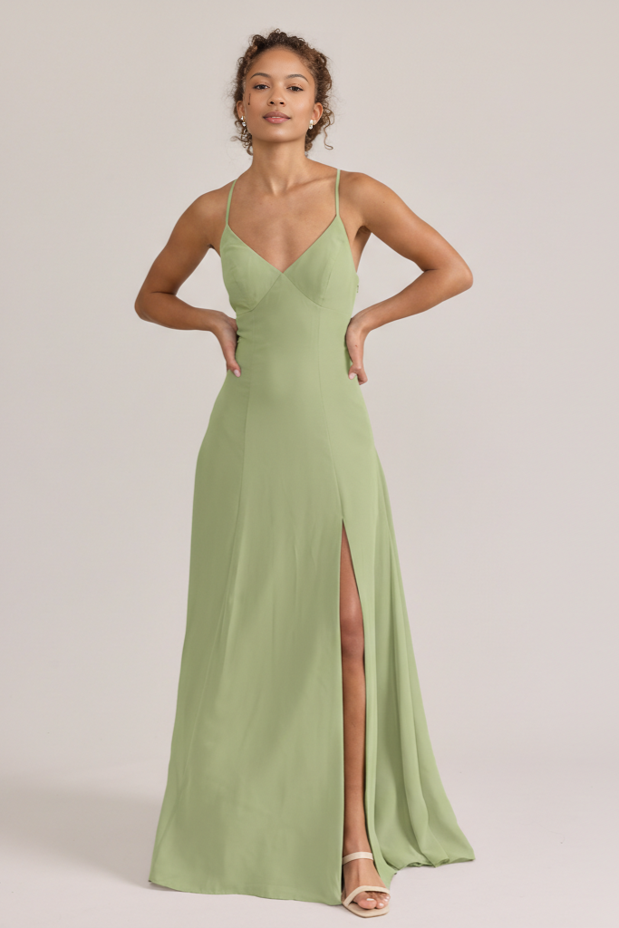 Elegant Crisscross Back Spaghetti Strap Maxi Dress Party Wedding Guest Bridesmaid Dresses With Slit