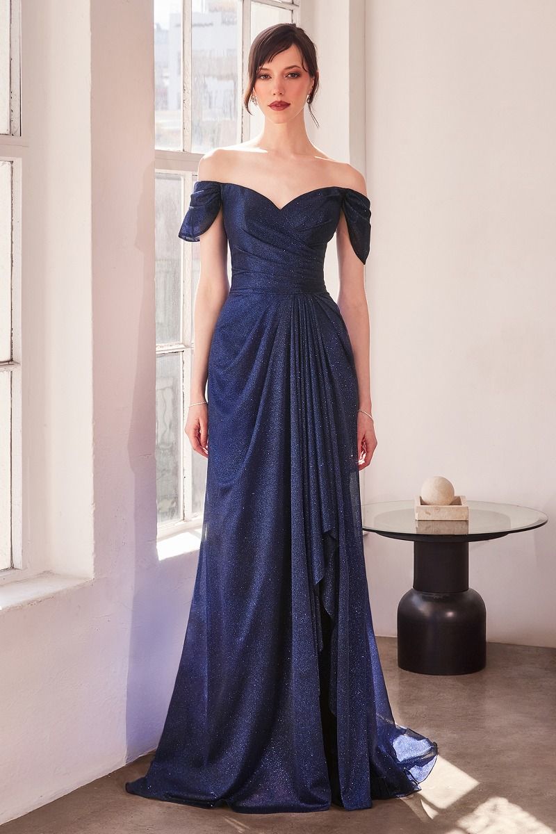Wedding Guest Glitter Off-the-Shoulder Sweetheart Maxi Dress - Elegant Ruched Formal Evening Gown for Women