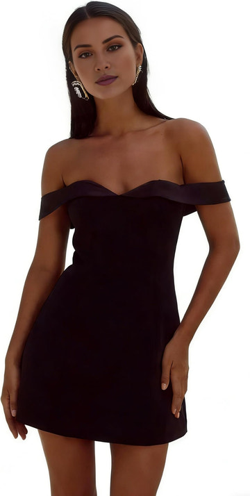 Off-the-Shoulder Sweetheart Crepe Mini Party Dress