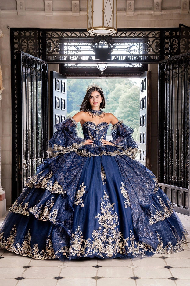 Ball Gown Sweetheart Off Shoulder Corset Back Train Quinceañera Dress