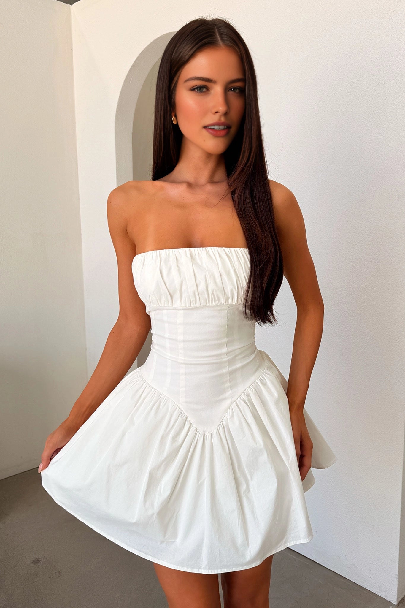 Strapless Corset Waist Flare Mini Homecoming Dress