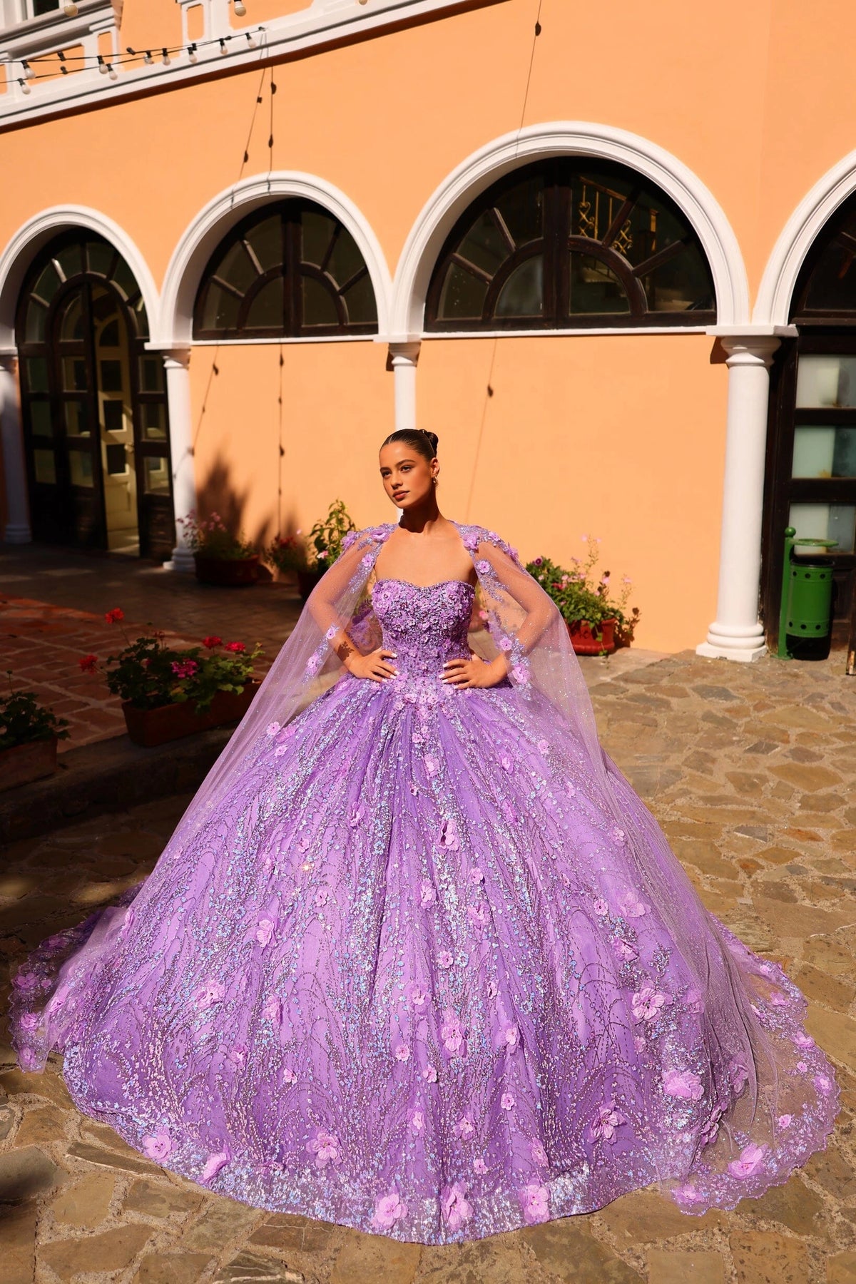 Gorgeous Ball Gown Halter Strap Sleeveless Lace‑Up Back Court Train Quinceanera Dress
