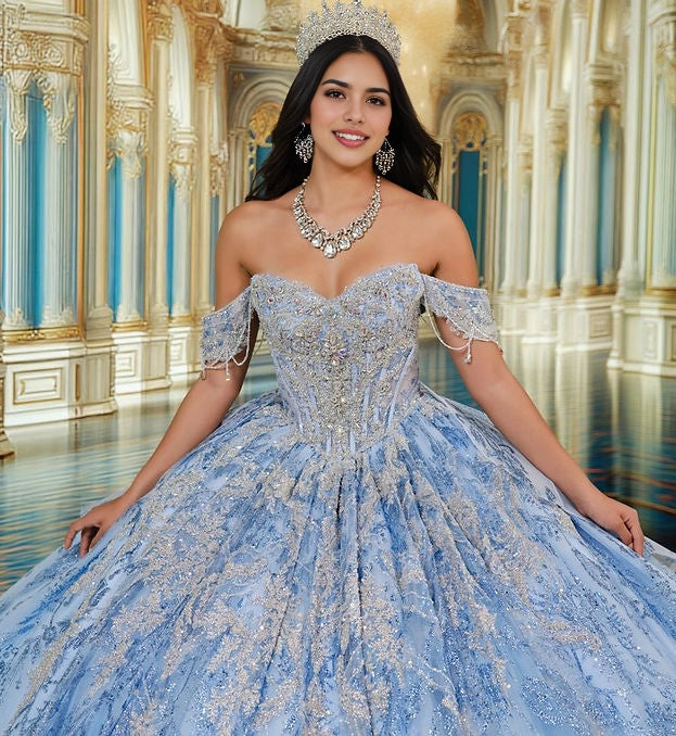 Ball Gown Off Shoulder Sweetheart Corset Bow Train Quinceañera Dress