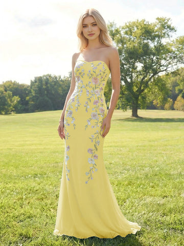 Sweet Mermaid Strapless Tube‑Top Closed‑Back Floor‑Length Prom Dress