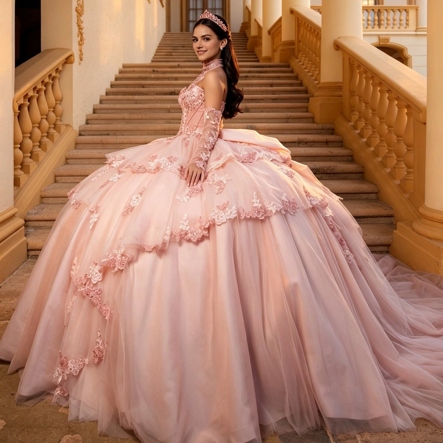 Elegant Ball Gown Strapless Corset Back Floor Length Quinceanera Dress
