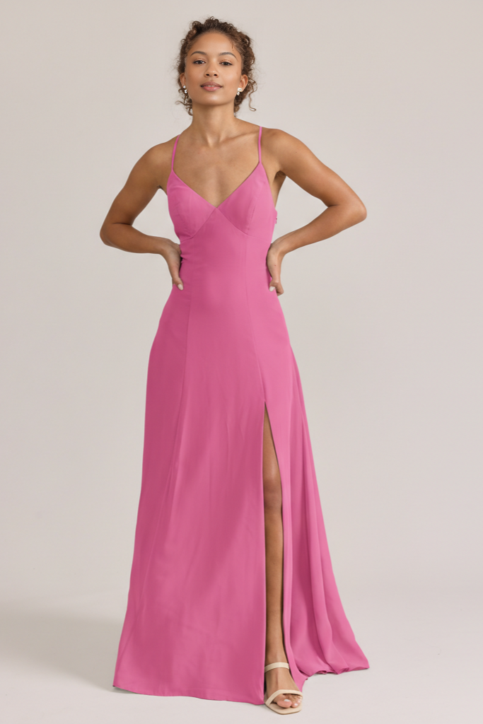 Elegant Crisscross Back Spaghetti Strap Maxi Dress Party Wedding Guest Bridesmaid Dresses With Slit
