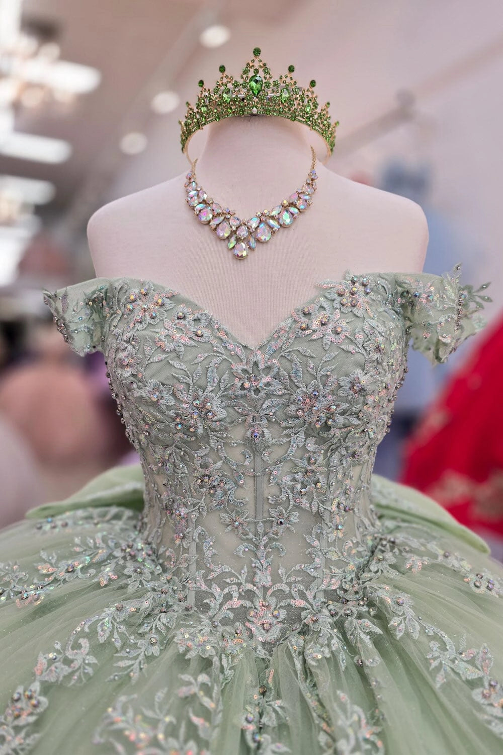 Elegant Ball Gown Sweetheart Off‑Shoulder Corset Back Court Train Quinceanera Dress