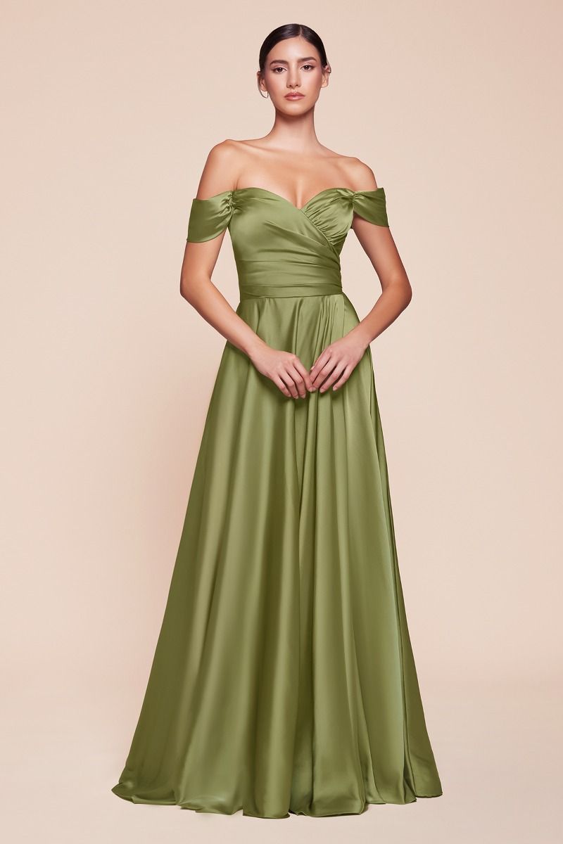 Satin Ball Gown Off-the-Shoulder Sweetheart Neck Ruched Waist Formal Prom & Wedding Guest Dress