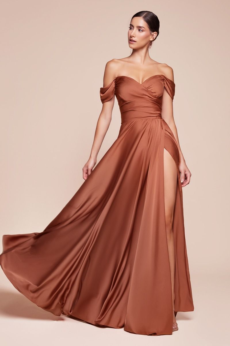 Satin Ball Gown Off-the-Shoulder Sweetheart Neck Ruched Waist Formal Prom & Wedding Guest Dress