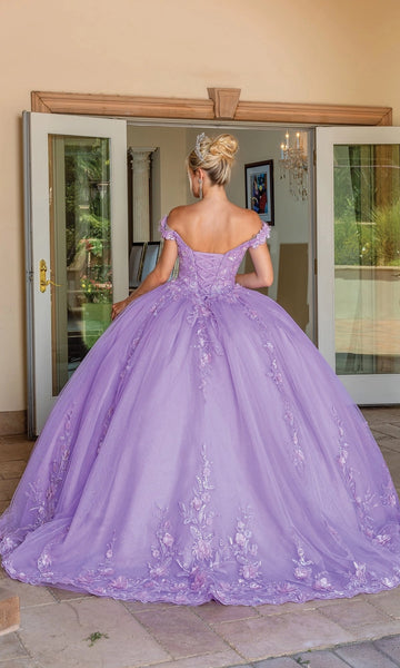 Vedress lavender quinceanera ball gown corset lace‑up back floor length dress back view