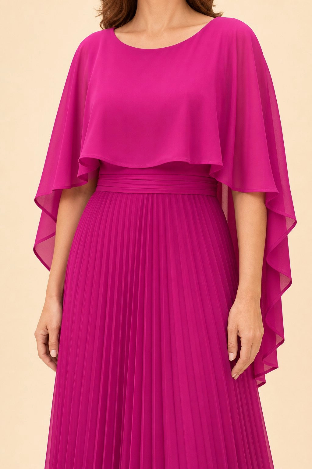 Royal Blue A‑Line Cape Sleeve Zipper Back Long Mother of the Bride Dress