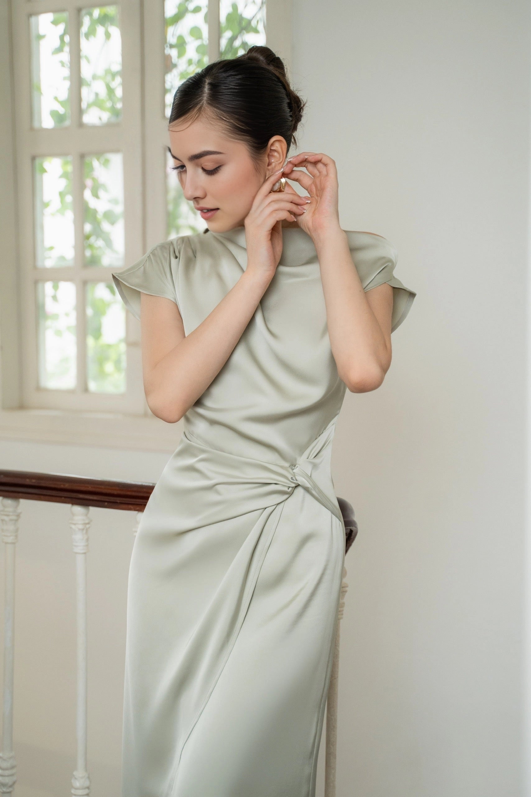 Elegant Sheath Off‑The‑Shoulder Short‑Sleeve Zipper‑Back Maxi Prom Dress