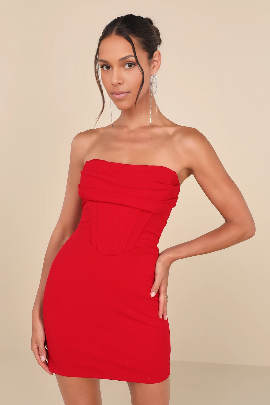 Bodycon Strapless Corset Zip Back Mini Homecoming Dress