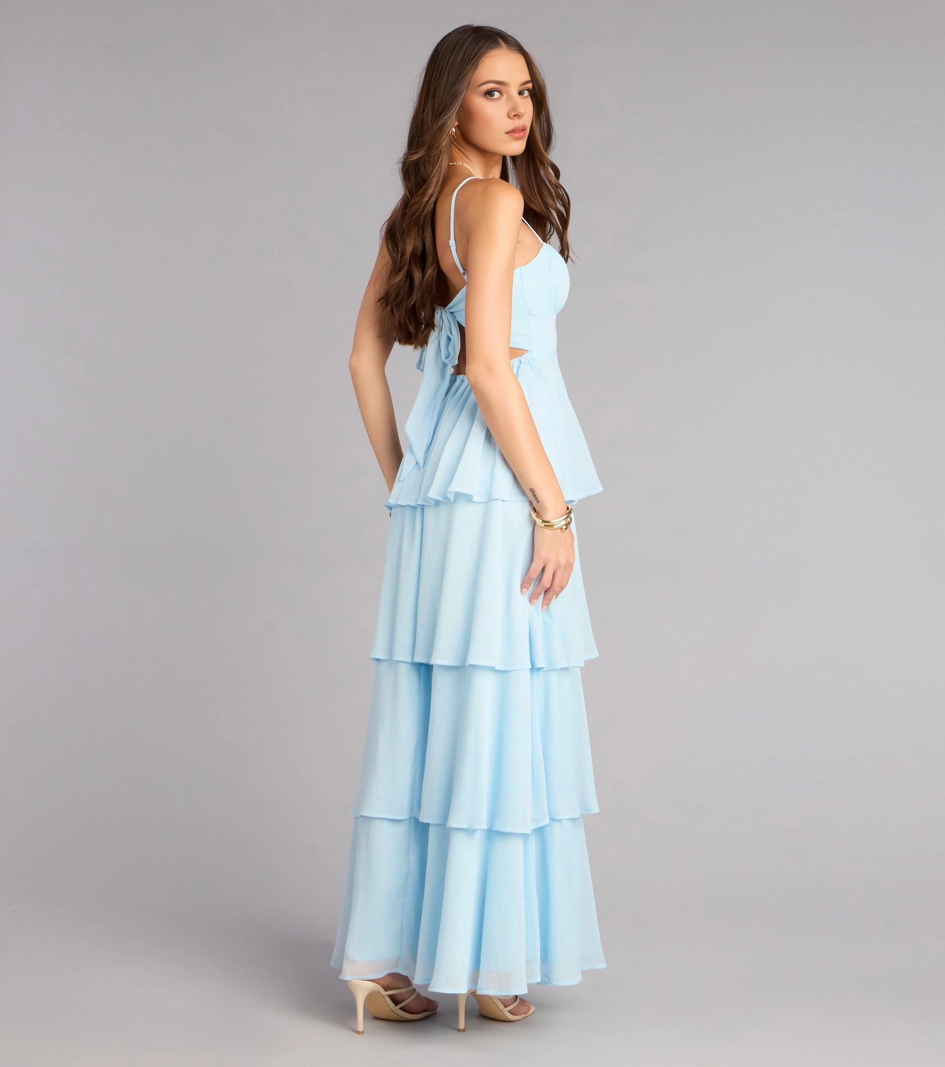 Black A-Line Square Spaghetti Strap Tie Back Long Prom Dress