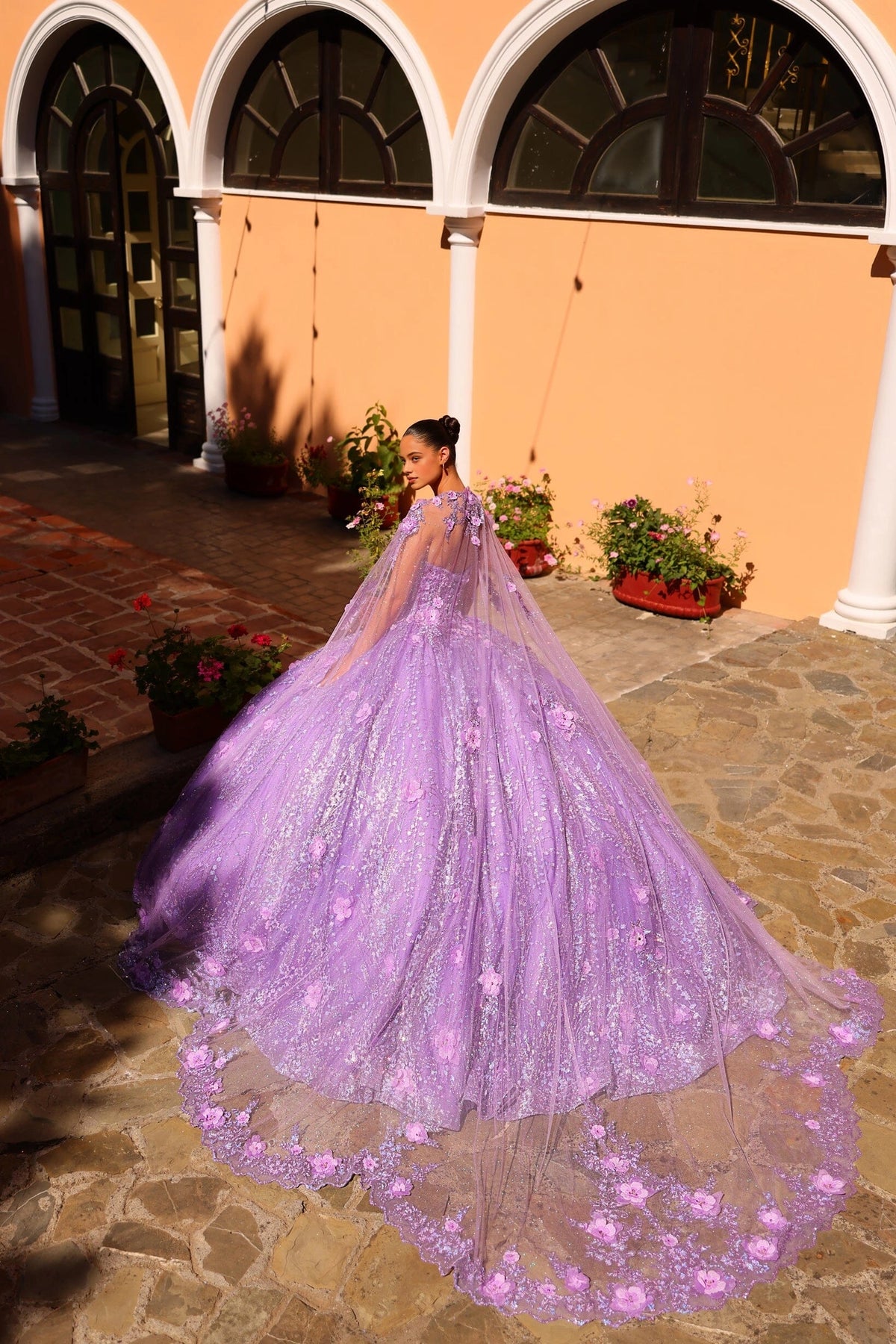 Gorgeous Ball Gown Halter Strap Sleeveless Lace‑Up Back Court Train Quinceanera Dress