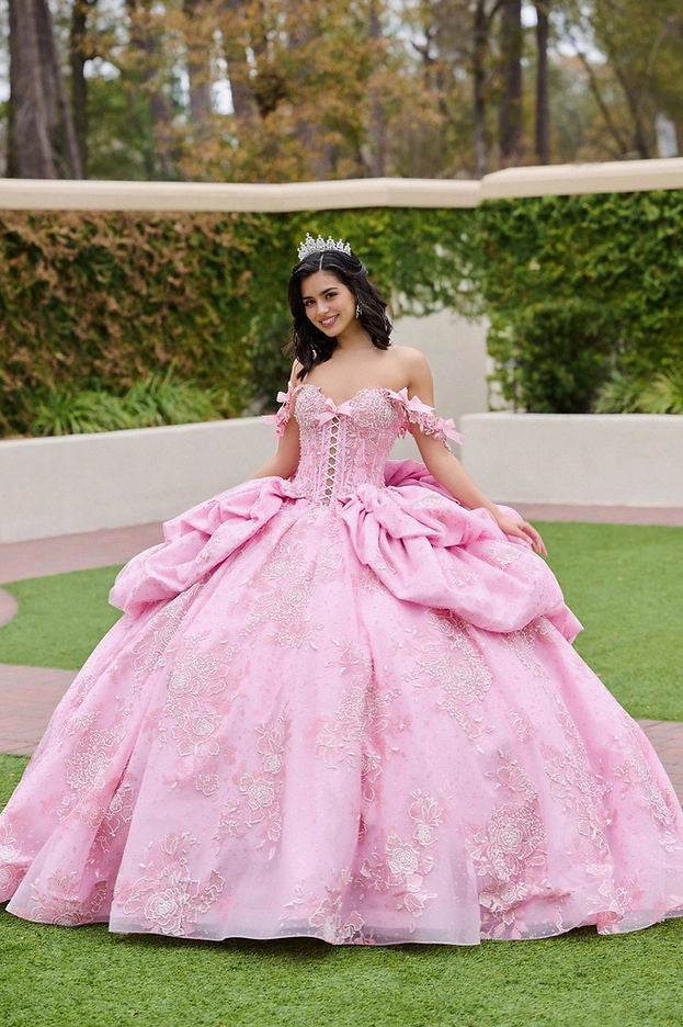 Ball Gown Off Shoulder Corset Lace Up Floral Quinceañera Dress