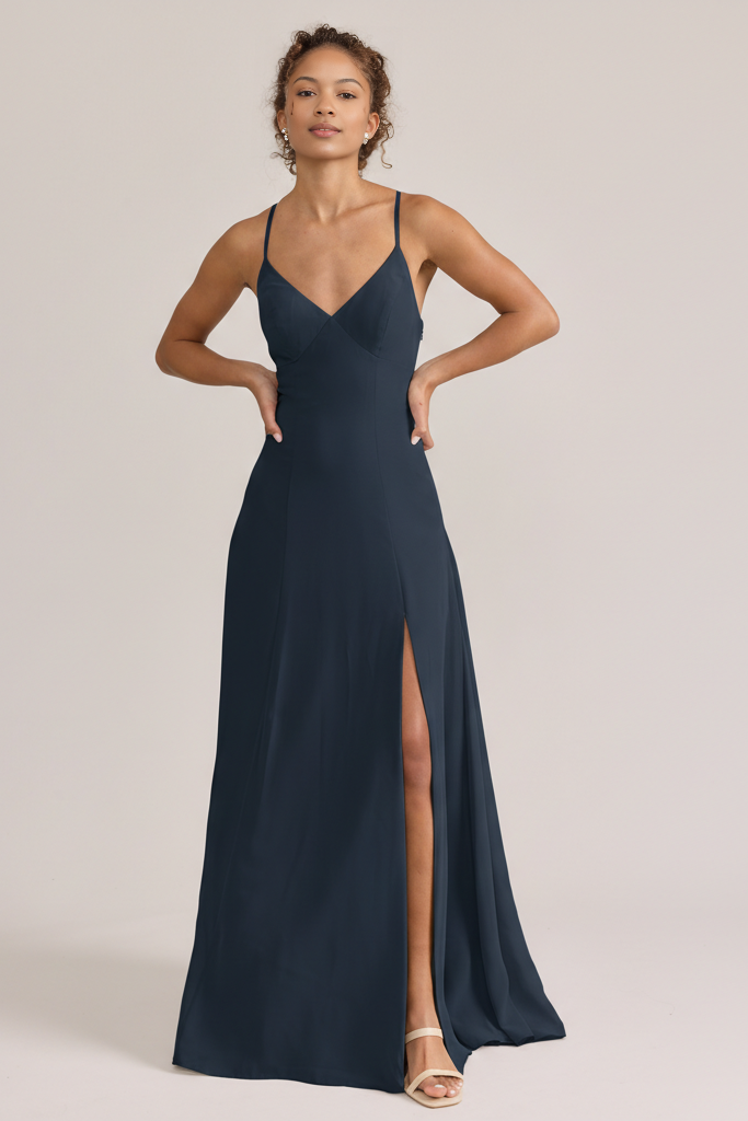Elegant Crisscross Back Spaghetti Strap Maxi Dress Party Wedding Guest Bridesmaid Dresses With Slit