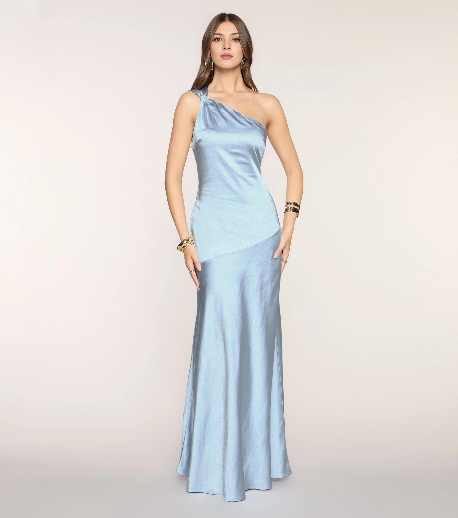 Sleek Sheath One Shoulder Tie Back Long Prom Gown 