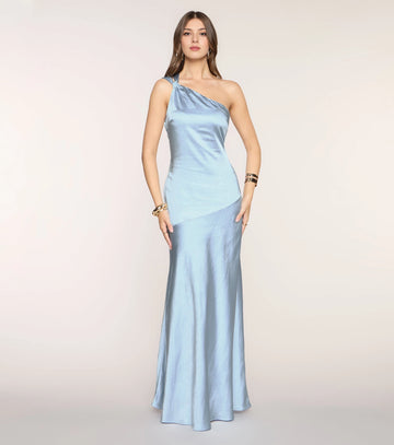 Sleek Sheath One Shoulder Tie Back Long Prom Gown 