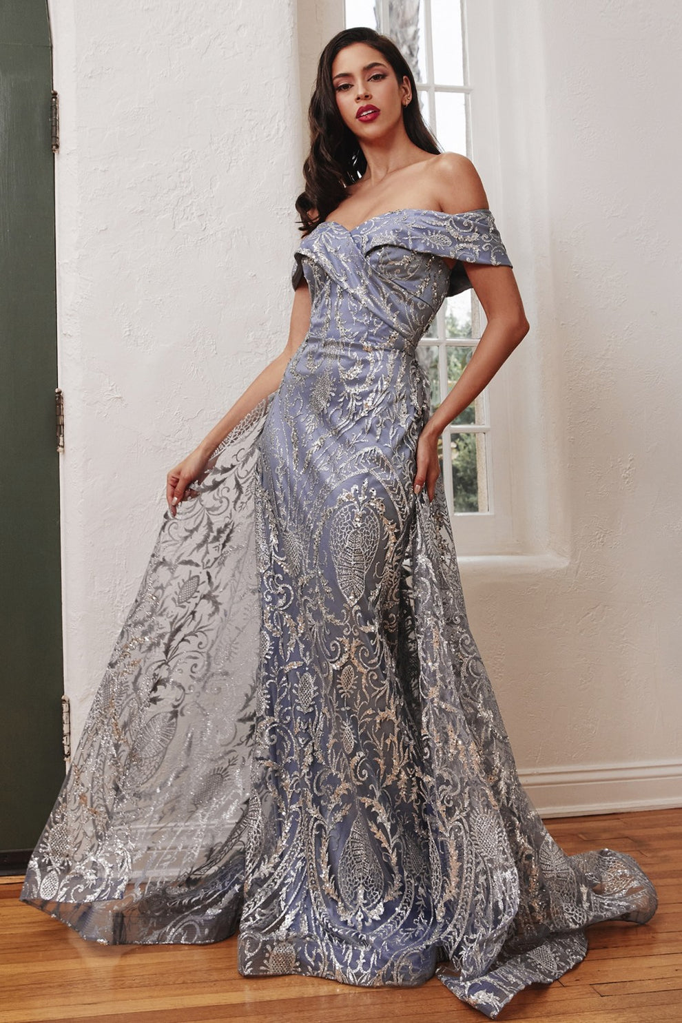 Elegant Sequin Mermaid Gown Off-the-Shoulder Sweetheart Neck Embellished Lace Overlay Formal Evening & Gala Dress