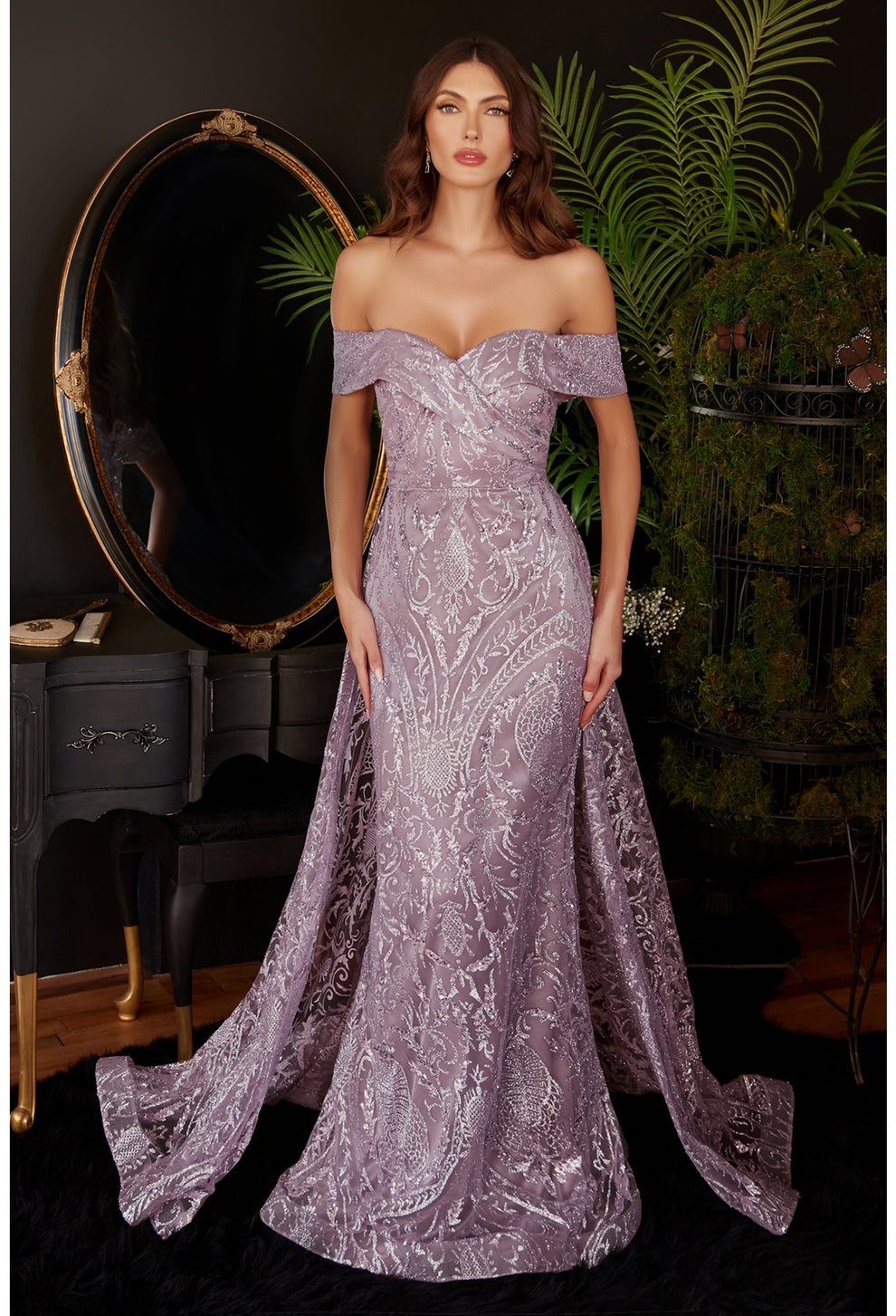 Elegant Sequin Mermaid Gown Off-the-Shoulder Sweetheart Neck Embellished Lace Overlay Formal Evening & Gala Dress