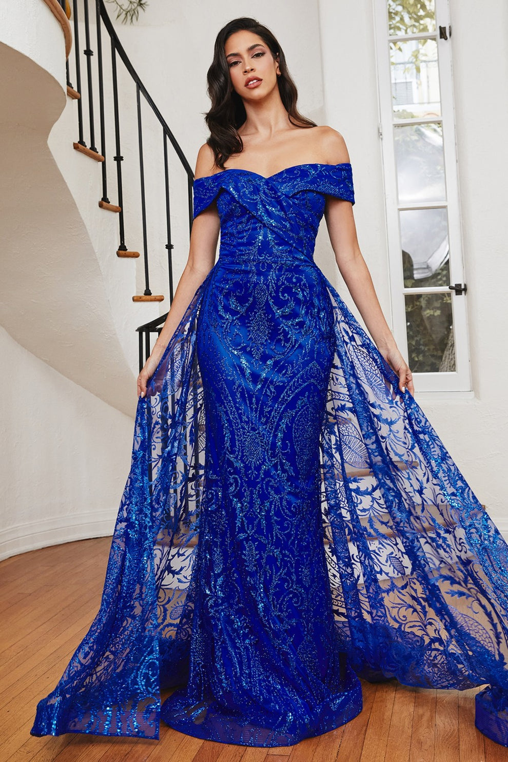 Elegant Sequin Mermaid Gown Off-the-Shoulder Sweetheart Neck Embellished Lace Overlay Formal Evening & Gala Dress