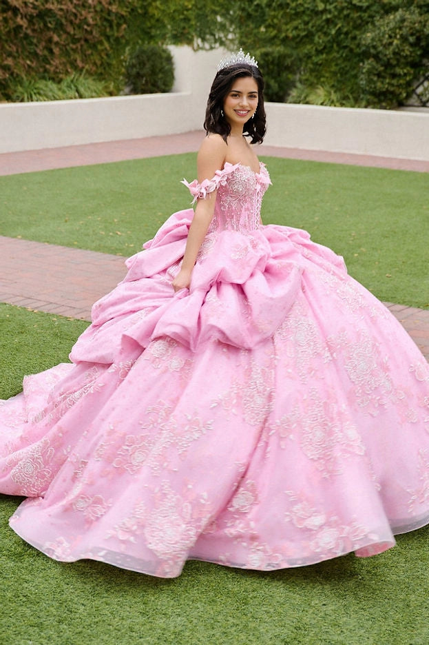 Ball Gown Off Shoulder Corset Lace Up Floral Quinceañera Dress
