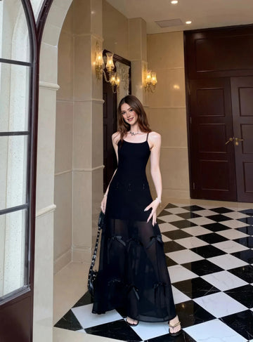 Romantic A-Line Scoop Neck Spaghetti Strap Open Back Maxi Prom Dress