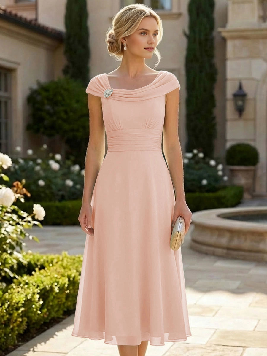 Soft Sage-Green A-Line Stand-Cap Cap-Sleeve Zip-Back Floor-Length Wedding Guest Dress