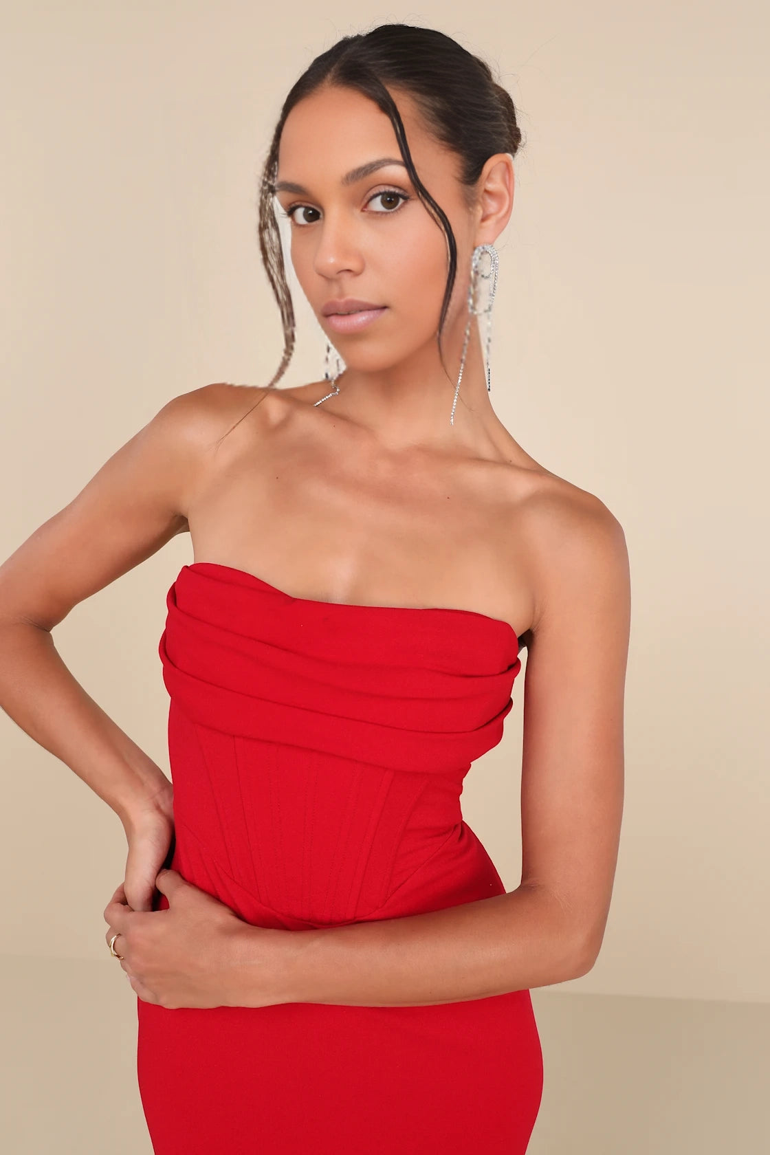 Bodycon Strapless Corset Zip Back Mini Homecoming Dress