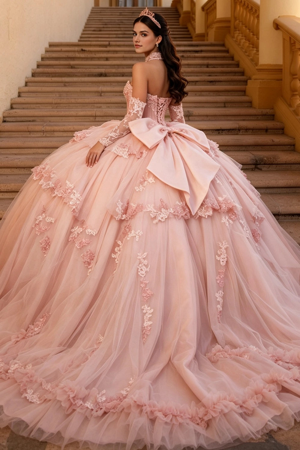 Elegant Ball Gown Strapless Corset Back Floor Length Quinceanera Dress