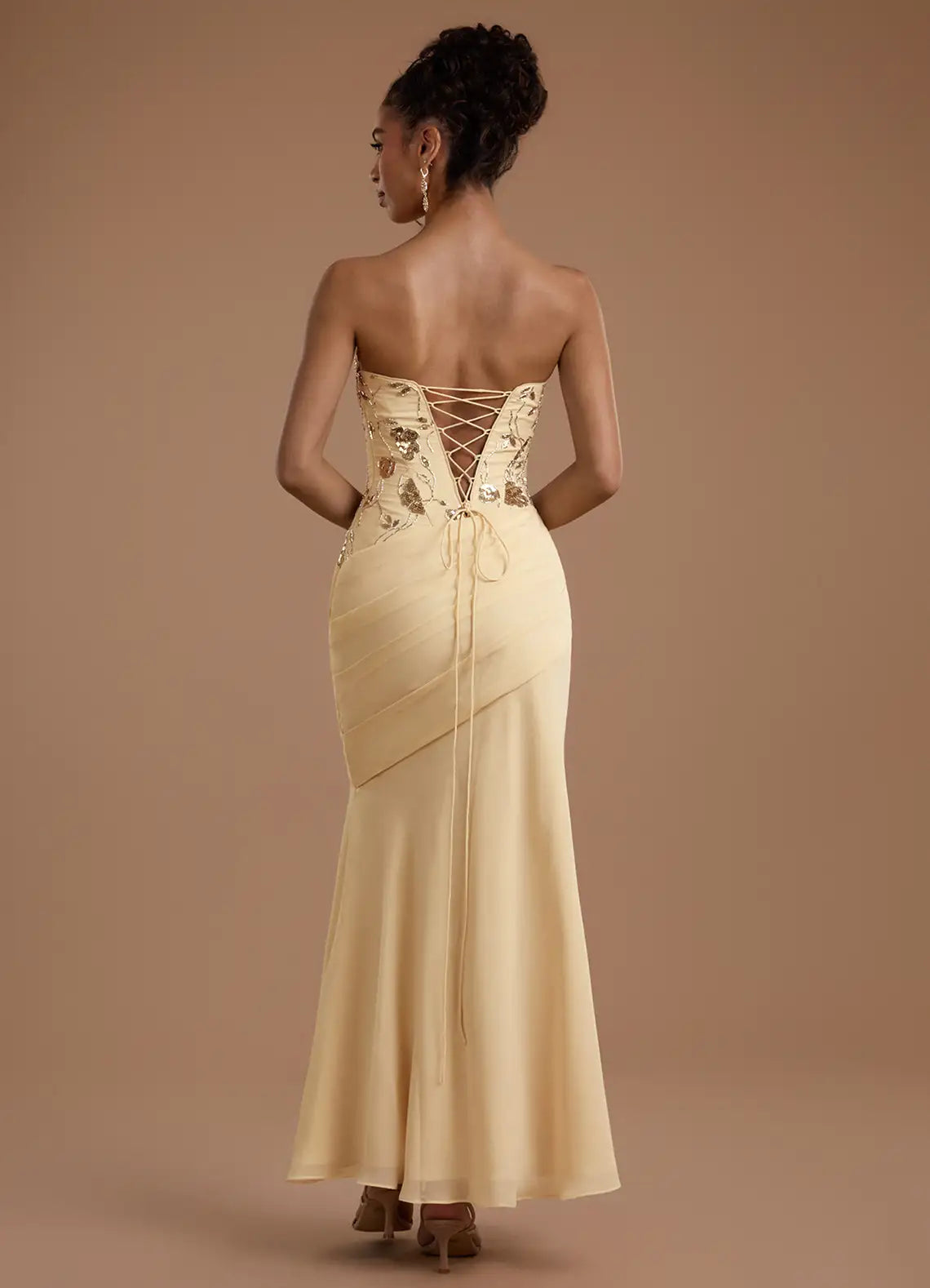 Elegant Sheath Cowl Sleeveless Chiffon Ruched High-slit Slip Evening Dress