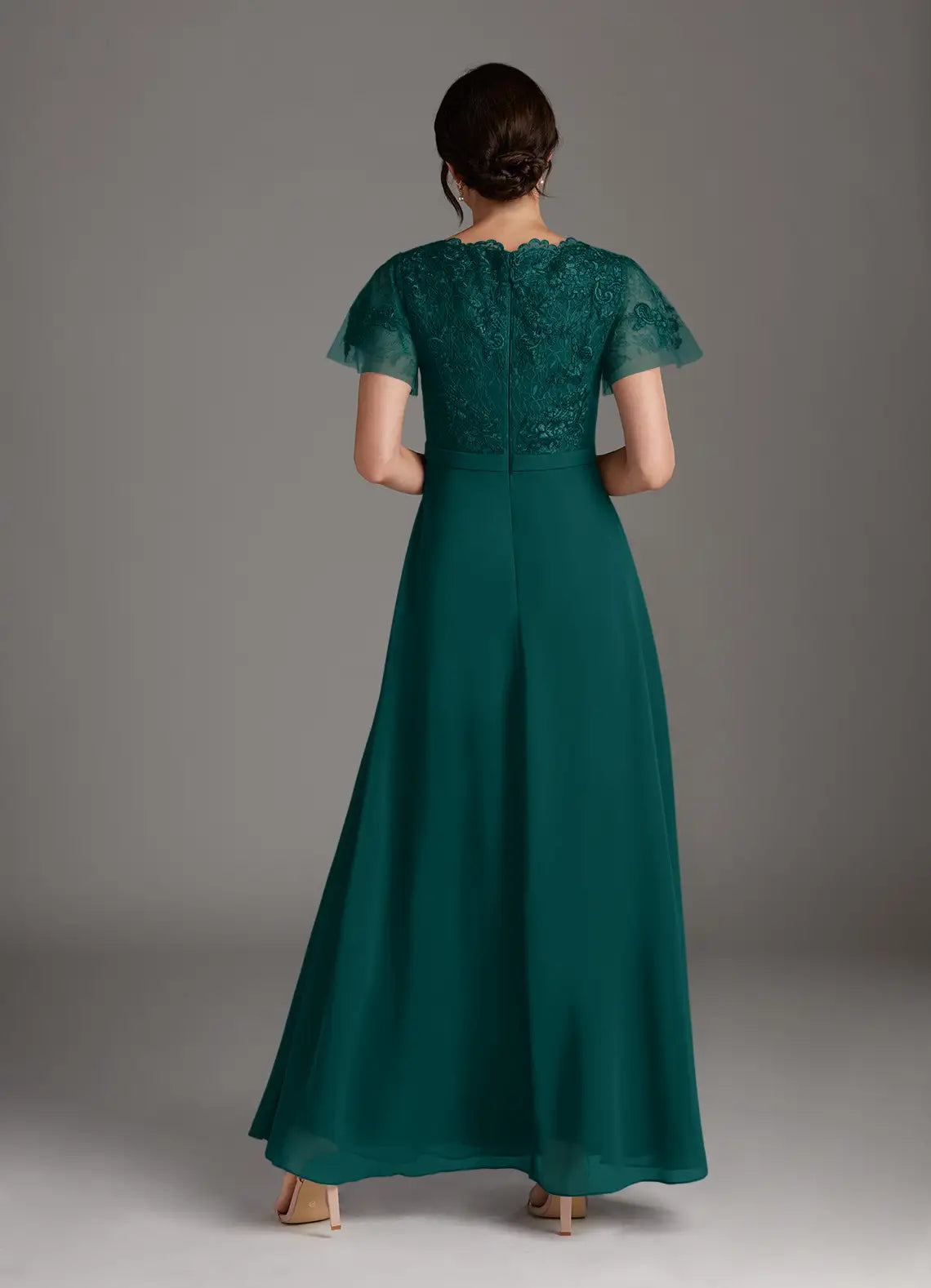 Elegant A-line V-neck Sleeveless Chiffon  Lace Mother of the Bride Dress Evening Gown