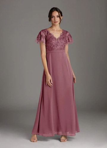 Elegant A-line V-neck Sleeveless Chiffon  Lace Mother of the Bride Dress Evening Gown