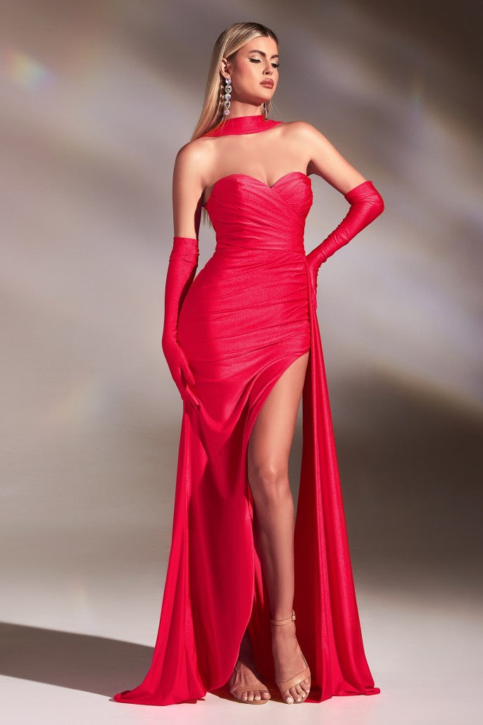 Vestido de gala de sirena de satén con cuello halter, escote corazón, fruncidos y abertura alta para fiestas de graduación y bodas