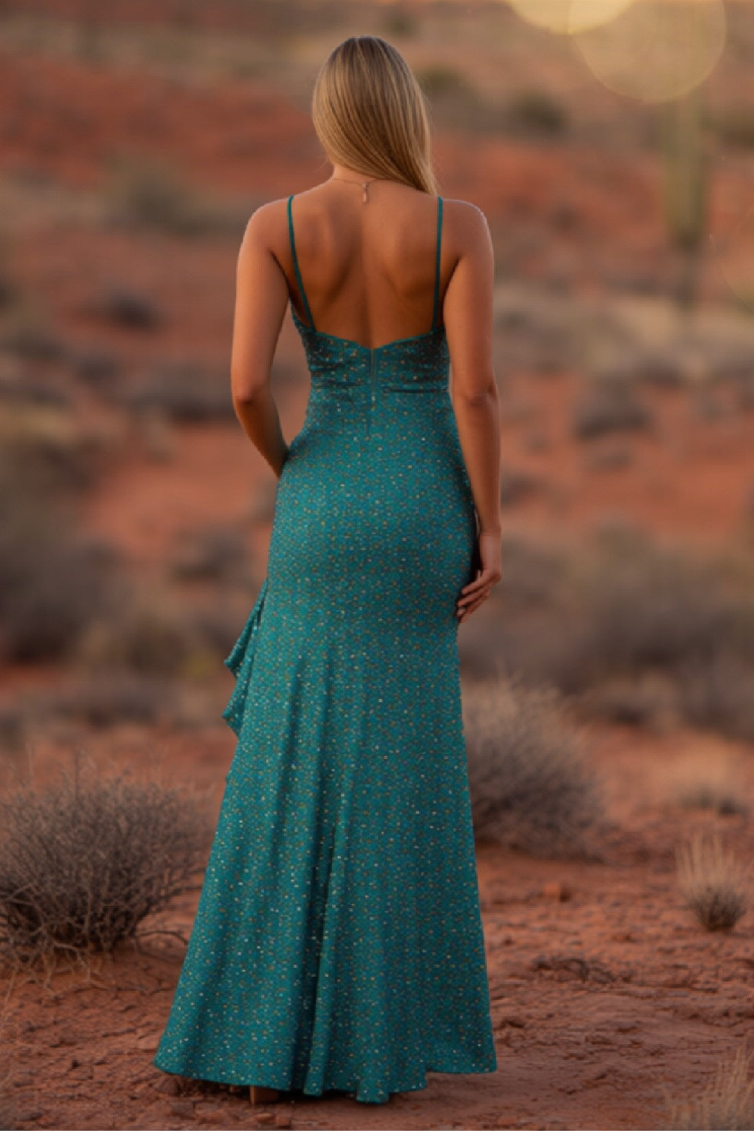 Mermaid Bodycon Split Spaghetti Straps Long Prom Dress Beads Formal Evening Dresses with Ruffle Slit