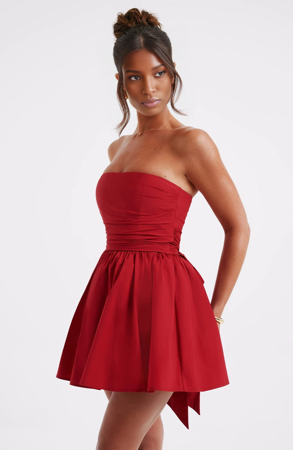 Glitter A-Line Strapless Sleeveless Bow Back Mini Homecoming Dress