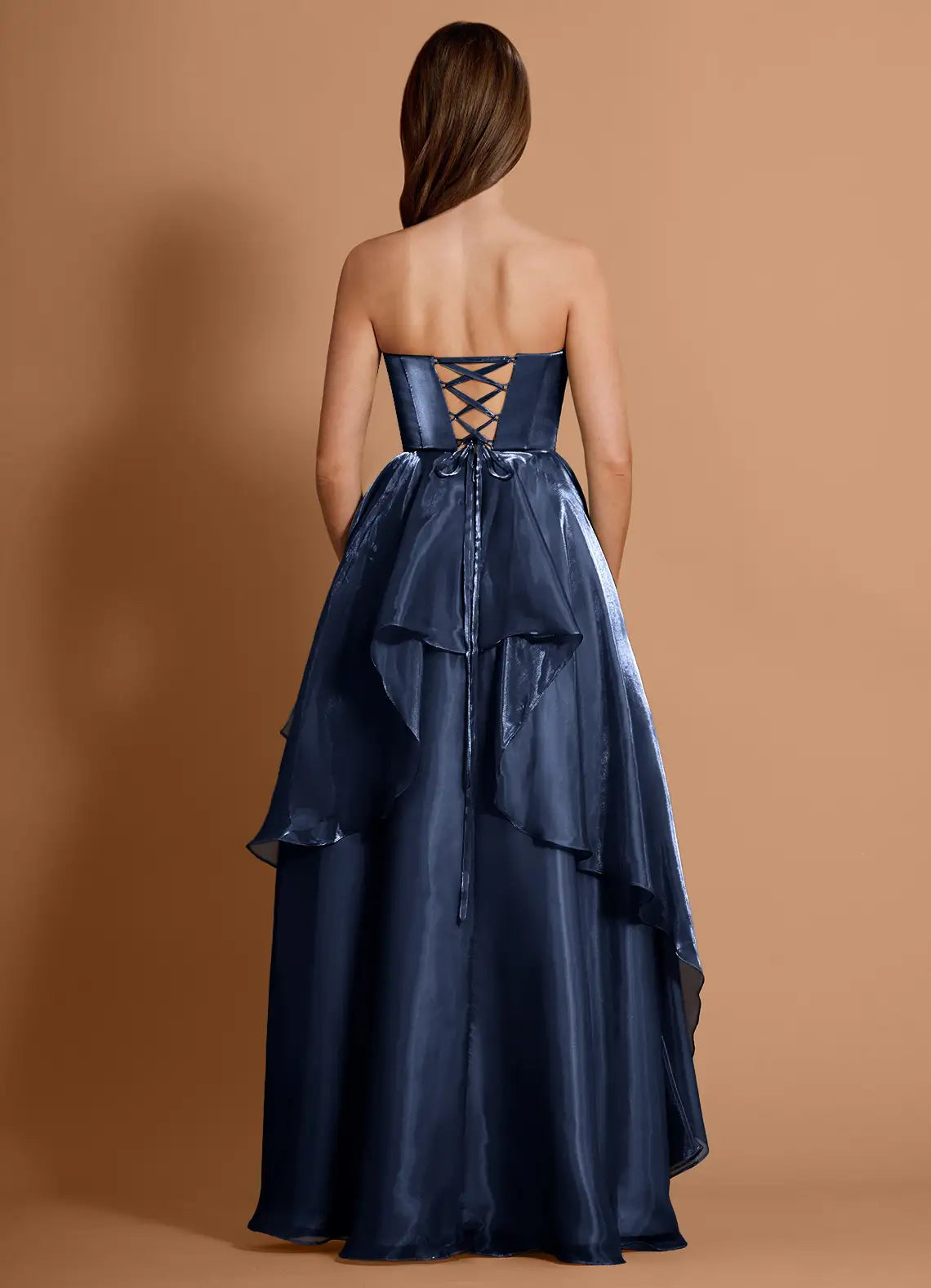 Ethereal A-line Sweetheart Strapless Tulle Maxi Prom Dress High-slit Evening Gown