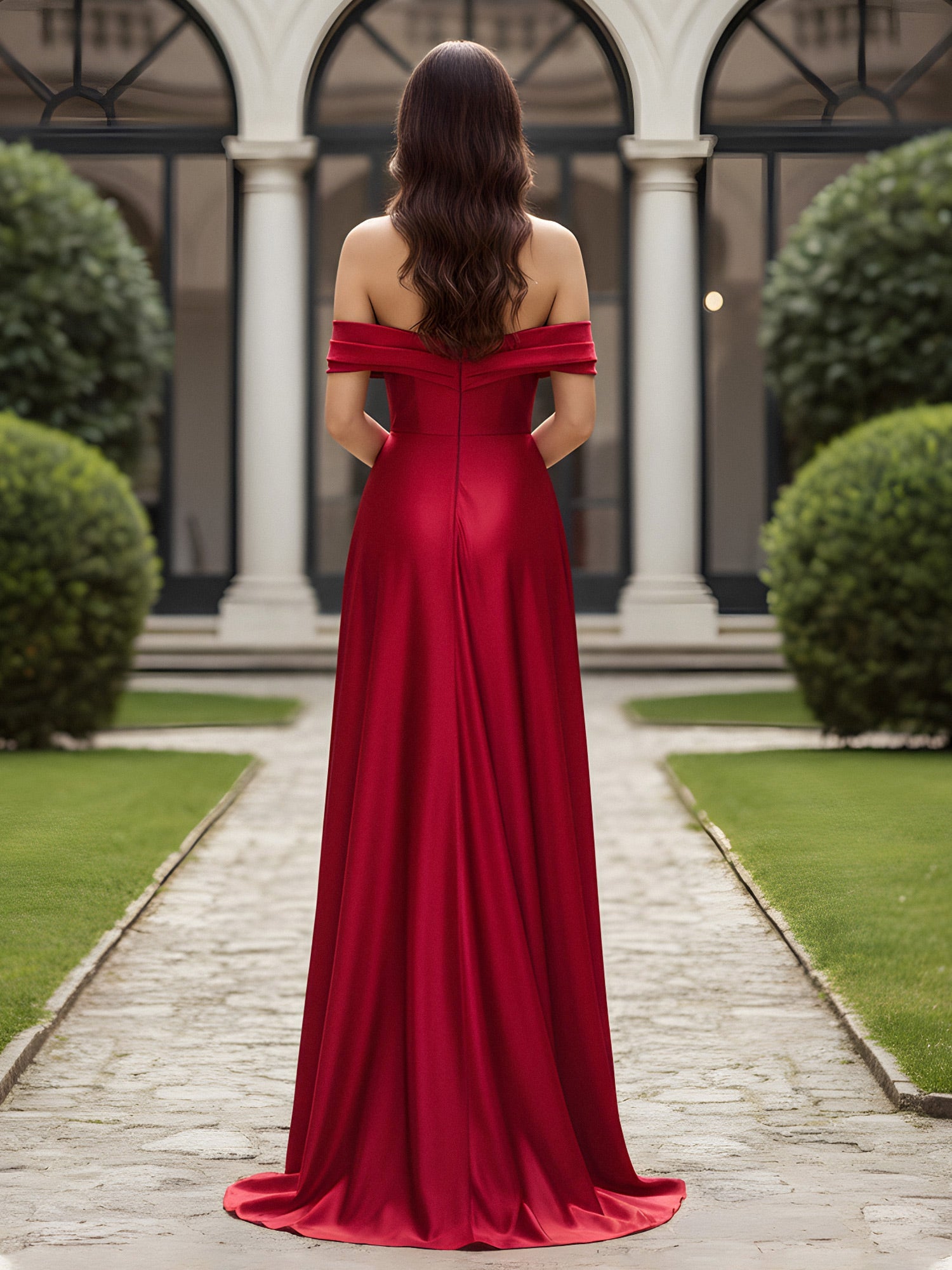 Luxury Satin Mermaid Evening Gown Off-the-Shoulder with Beaded Sweetheart Bust and Ruched Waist Detail Formal Dress for Wedding & Gala