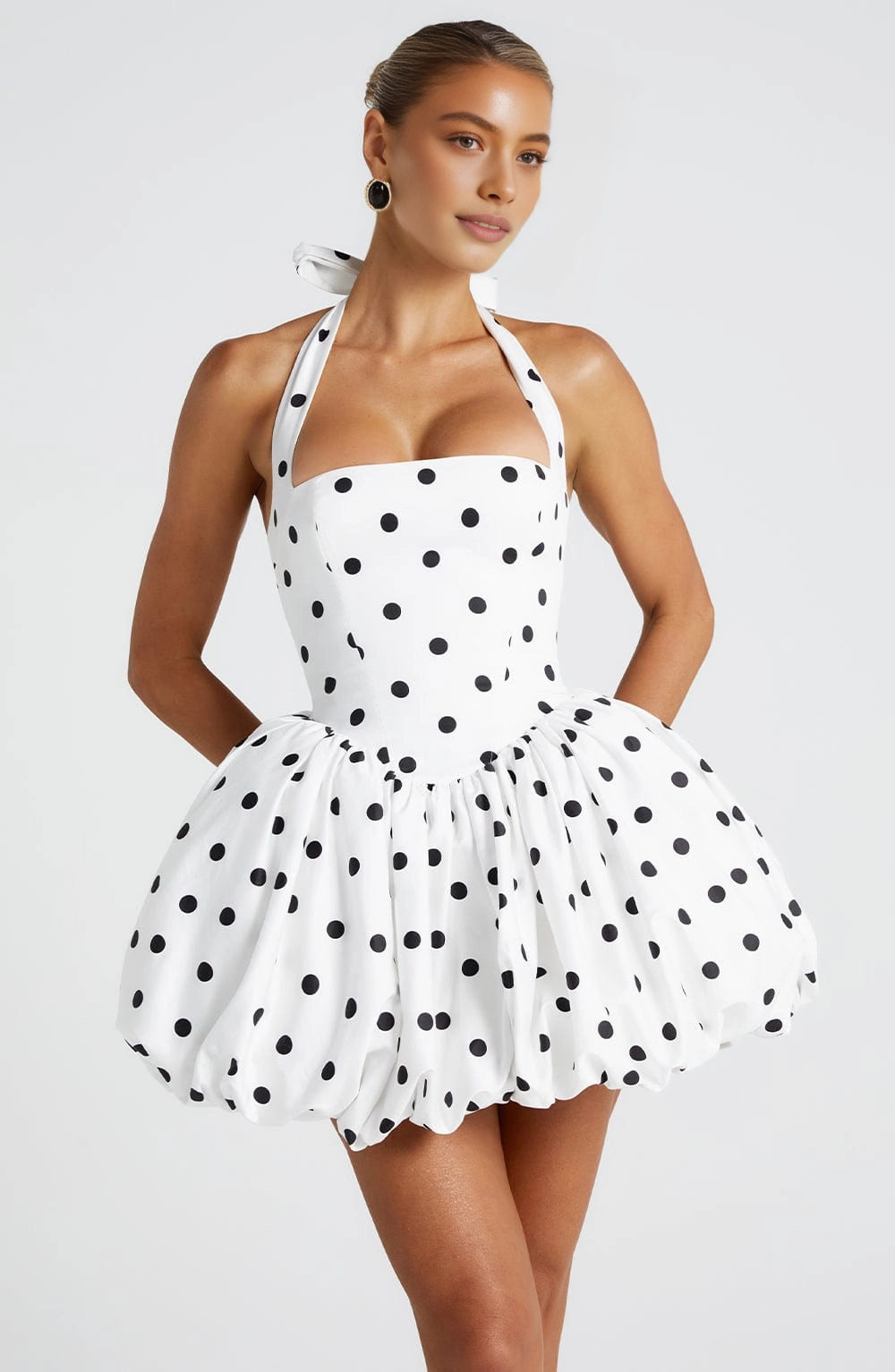 Vintage Bubble Halter Sleeveless Tie Back Mini Homecoming Dress