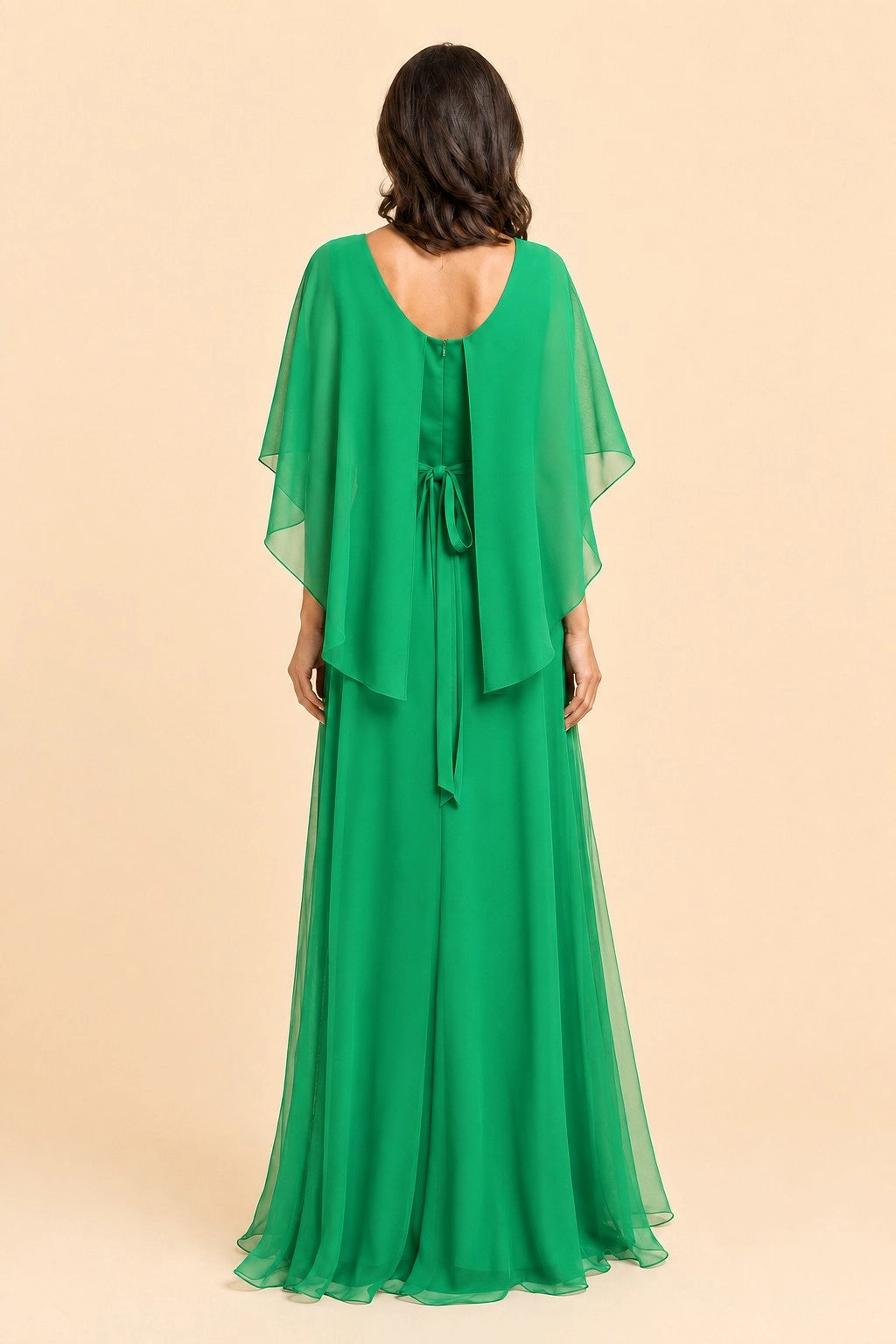 Royal Blue A‑Line Cape Sleeve Zipper Back Long Mother of the Bride Dress