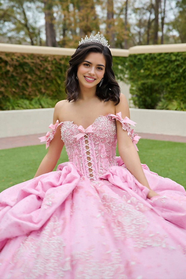 Ball Gown Off Shoulder Corset Lace Up Floral Quinceañera Dress