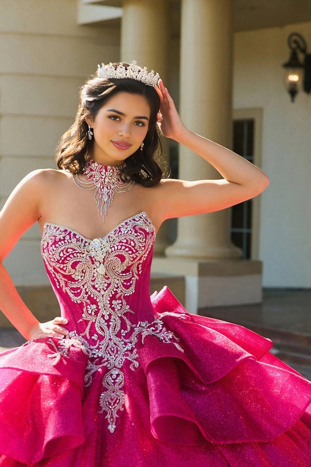 Ball Gown Sweetheart Off Shoulder Bow Ruffle Corset Quinceañera Dress